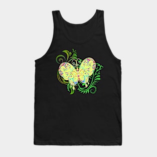 Decorative Yellow Butterfly Silhouette Art Tank Top